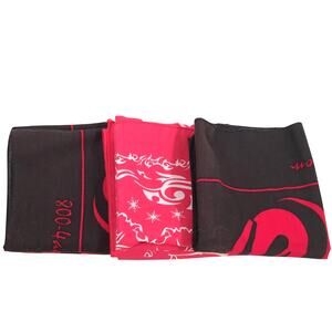 VTG Dodge Ram Bandana Scarf Hankerchief Lot of 3 Black Red Cotton Truck Logo